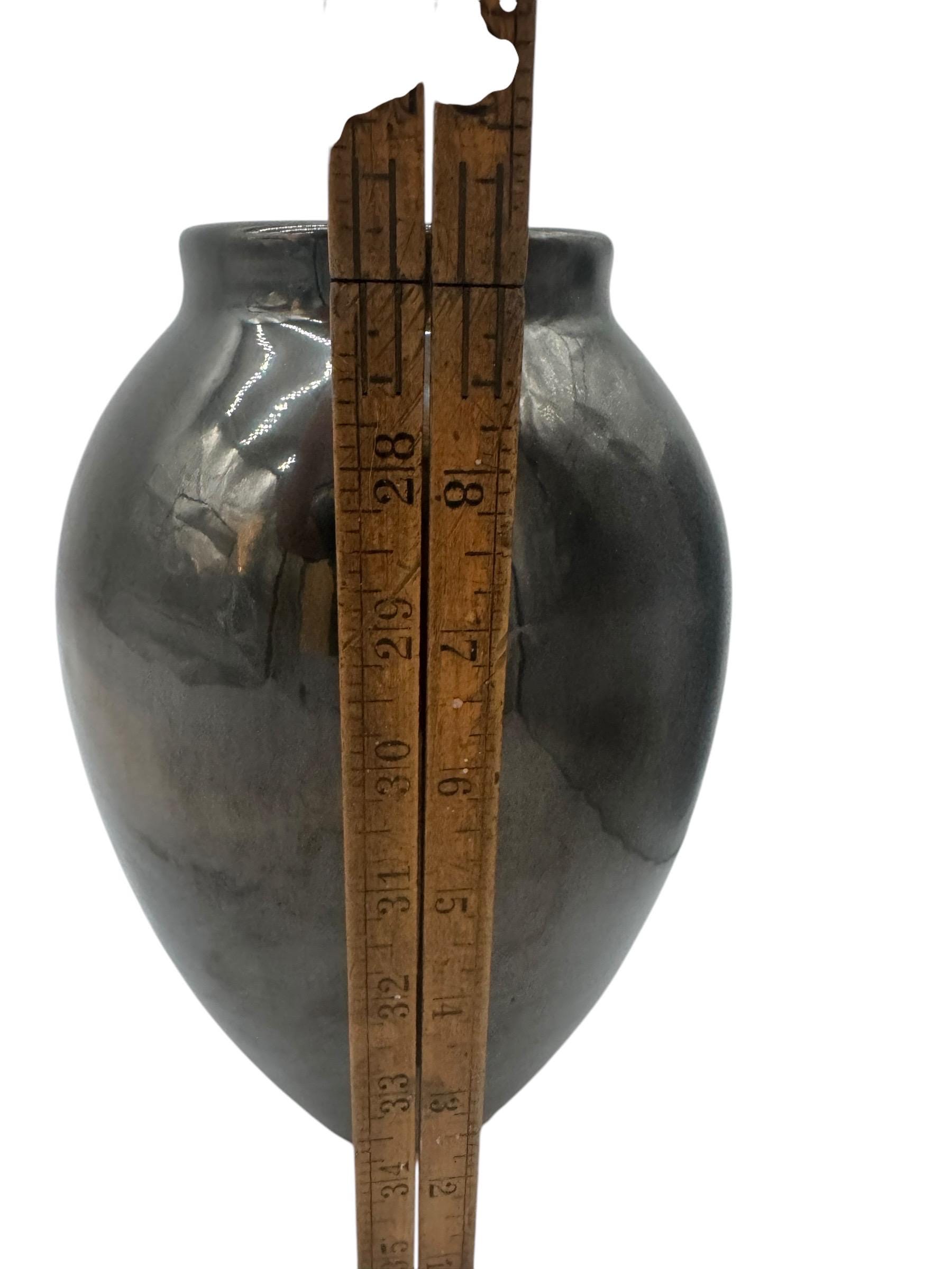 希少なフルパー黒釉陶器花瓶 - 9.5インチ アールデコ調 コレクターズ 
