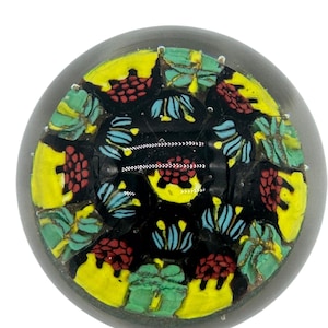 Antique Millefiori Murano Paperweight – Vibrant Floral & Geometric Design