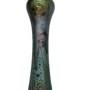 Signed Weller Sicard Vase – 9” Iridescent Art Nouveau Lusterware with Floral Motif, c. 1902–1907