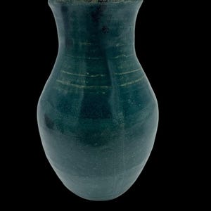 Handmade Studio Pottery Vase with Rich Blue Glaze - Signed Artisan Piece