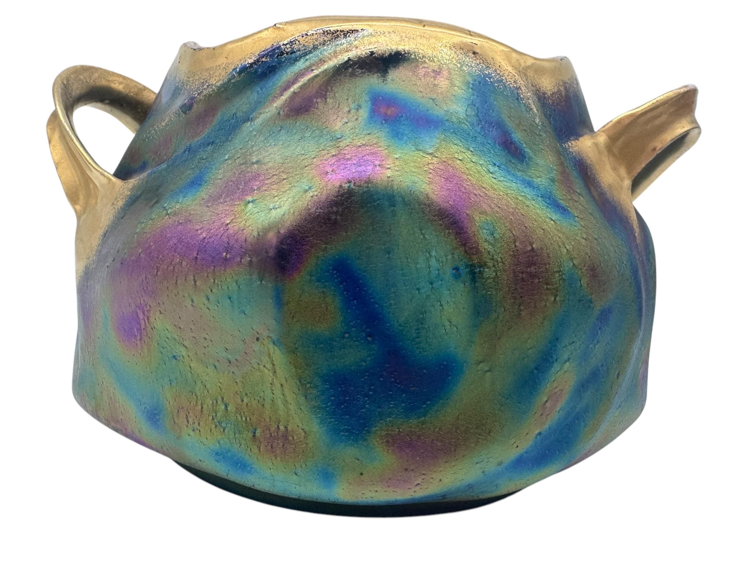 RARE Iridescent Art Nouveau Vase – Carlsbad Austria – Gilded Organic Form – Antique Secessionist Masterpiece