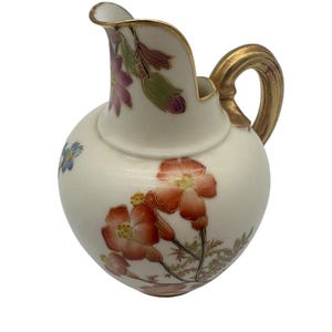Antique Royal Worcester Aesthetic Movement Pitcher | Rd No. 29115 | Hand Painted Enamel & Gilt | c. 1885