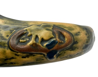 Cuenco Imperial I de Roseville, 1921, antiguo – Cerámica Arts & Crafts – Esmalte moteado verde/marrón