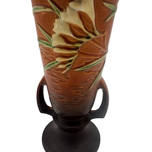 Roseville Pottery Freesia Pattern Vase - 10.5” Tall - Classic Art Pottery