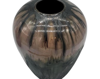 Vaso Fulper Prang in stile Arts and Crafts, smalto a goccia e cristallino eccezionali, circa 1913.