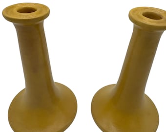 Pair of 1922 SEG Pottery Candlesticks, 8” Tall, Signed EG.