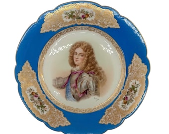 Antique French Sèvres Porcelain Cabinet Plate – Duc de Bourgogne – Château de Saint-Cloud – c. 1890
