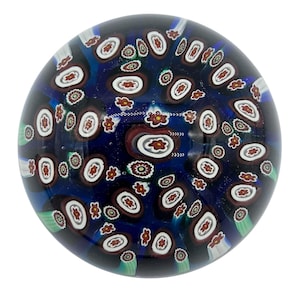 Murano Signed Millefiori Art Glass Paperweight – Vintage Italian Glass – 2 3/4” Diameter