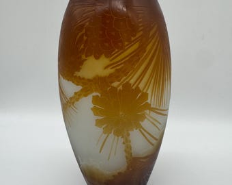 アンティーク ミニ ガレ カメオ ガラス ミニチュア花瓶