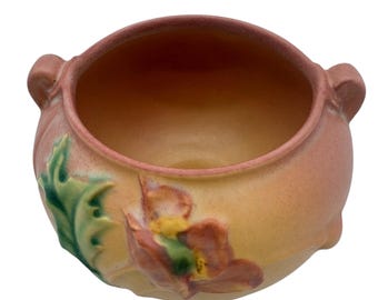 Cuenco de rosas de amapola de Roseville Pottery – Forma 642-3 – Circa 1930