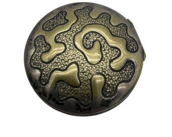 Antique Art Nouveau Compact or Snuff Box with Intricate Swirling Design – 2.5”