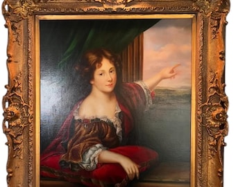 Eagleson Portrait Painting: Woman in Period Dress, Ornate Gilt Frame