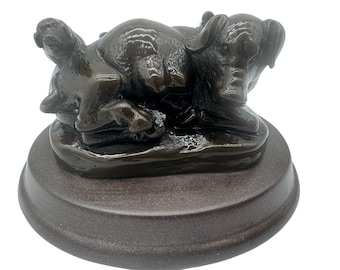 Antique Solid Bronze Sculpture – Sow and Piglets | Farm Animal Art