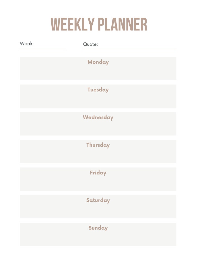 Calendar Planner Tracker Printable Etsy
