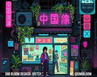 Alfombrilla de ratón Neon Ramen Shop, tapete de escritorio cyberpunk japonés, regalo para gamers