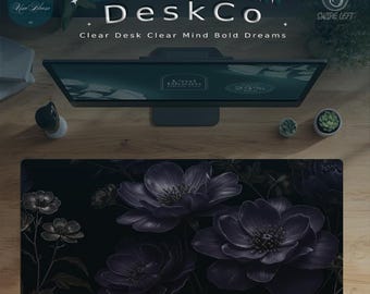 Gothic Floral Desk Mat: Dark Purple Botanical Mouse Pad