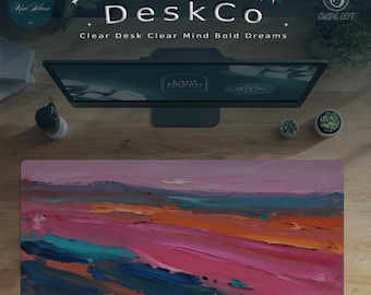 Abstract Art Desk Mat: Colorful Brushstrokes, Modern Office Decor