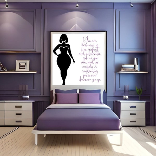 Curves Embrace: Empowering Art Print, Inspiring Female Positivity & Self-Confidence Through Affirmative Saying, Female Form, Square Print