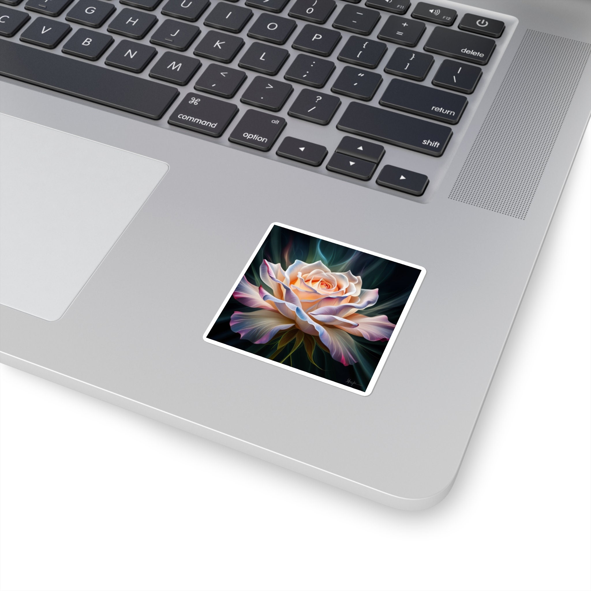 Square Stickers, Multi-colored Rose Amidst Black Background, Vinyl ...