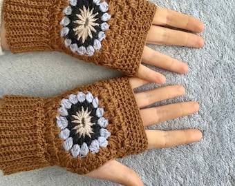 Mitaines en laine fait au crochet