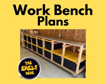 Work Bench Plans, Garage Storage Rack Plans, Table Storage Shelf, Digital PDF Plans