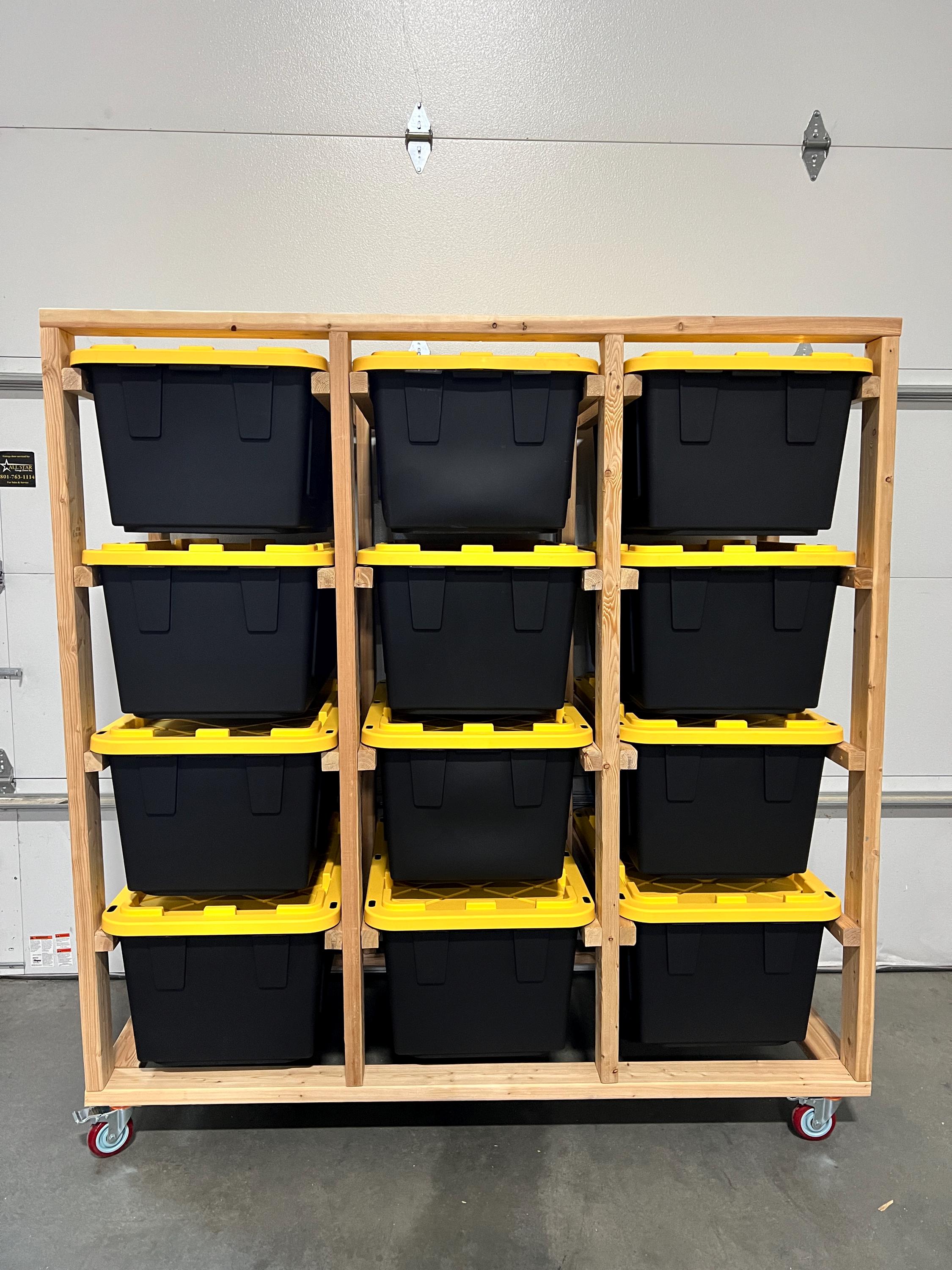 Mobile Storage Bin for Garage Kit / 27 Gallon Shelf on Wheels / Trendy ...