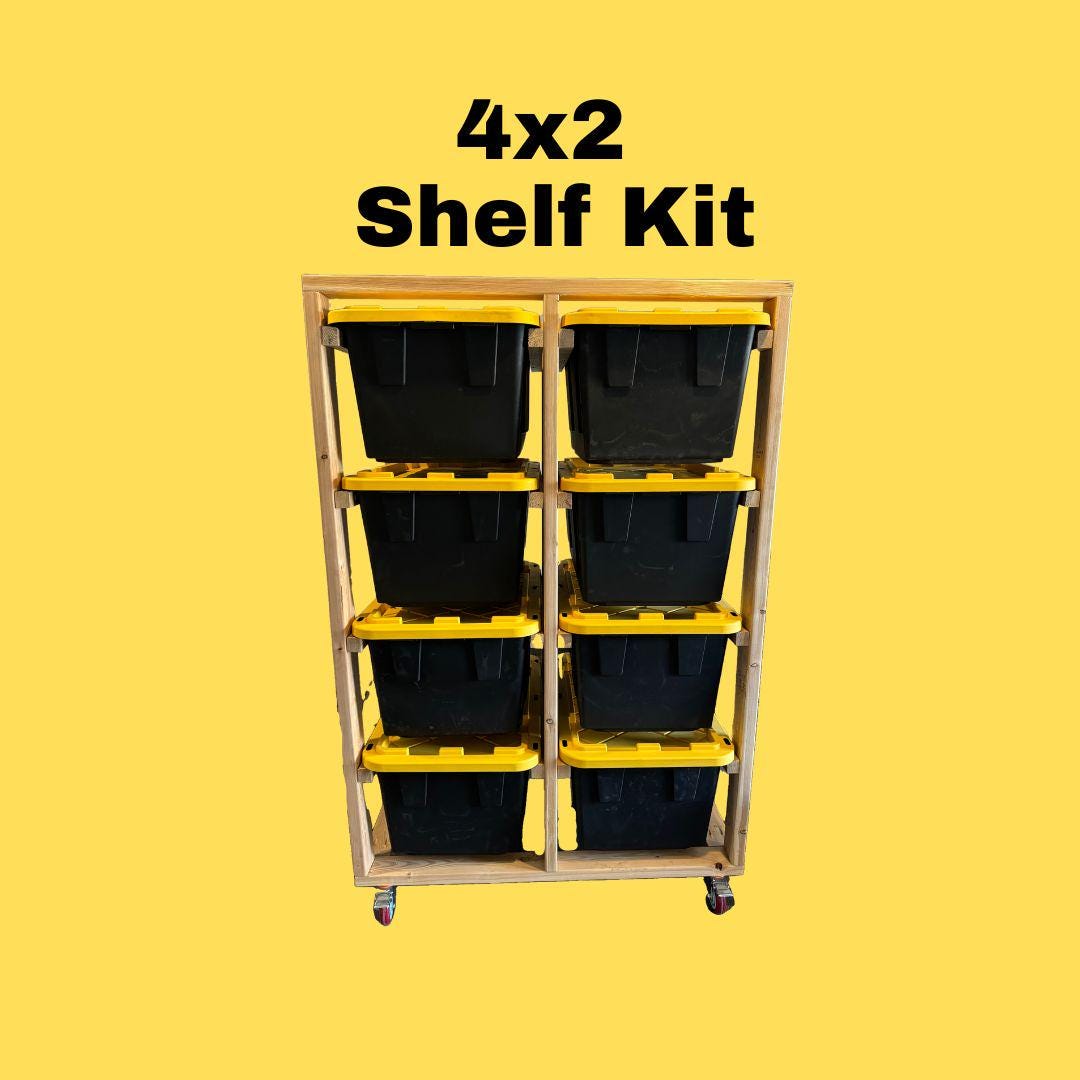Mobile Storage Bin for Garage Kit / 27 Gallon Shelf on Wheels / Trendy Bins Storage / Storage Rack for 27 Gal Totes with Caster Wheels Kit