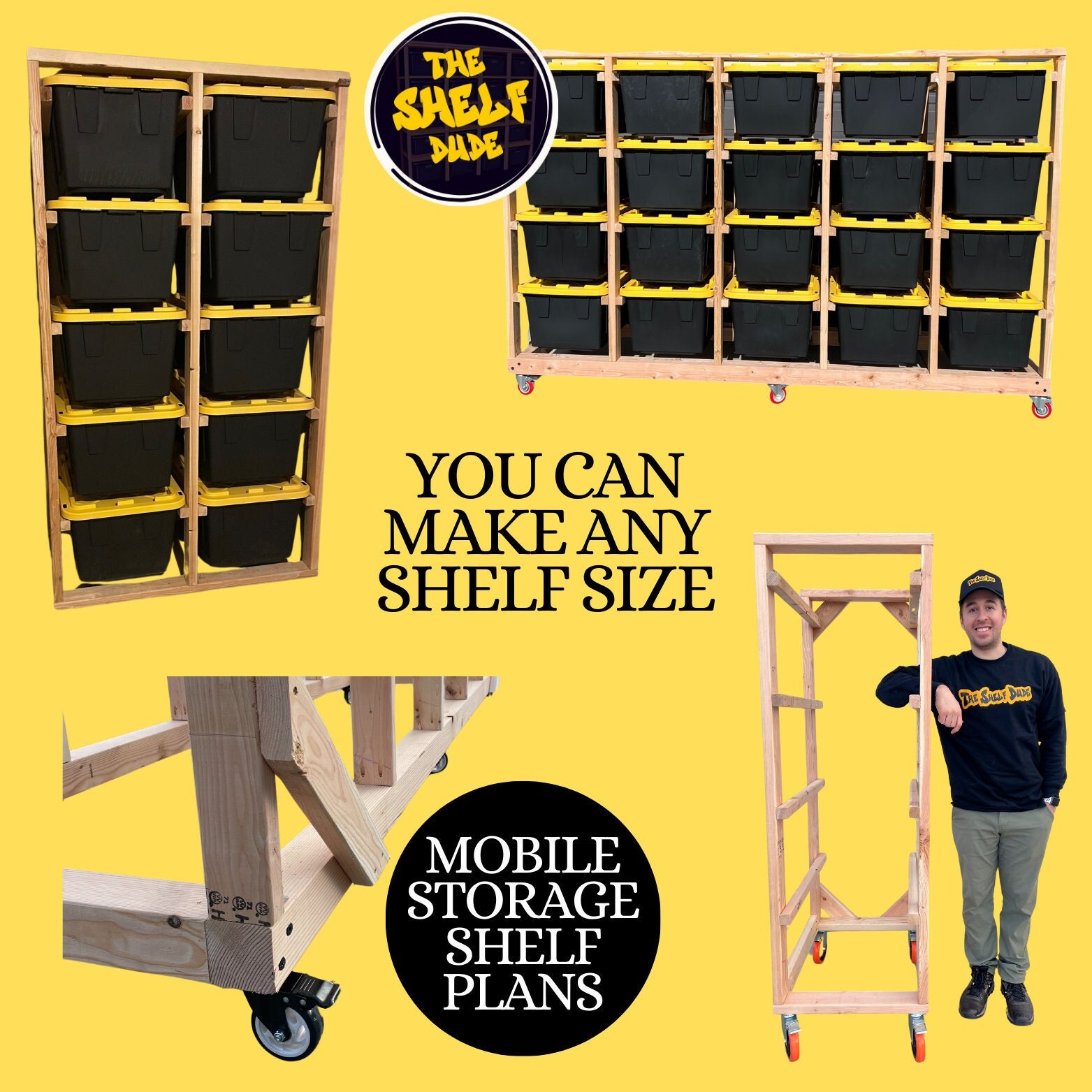 Mobile Garage Storage Rack Plans/ All Sizes Included, Trendy