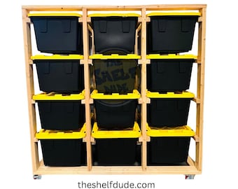 Mobile Storage Bin for Garage Kit / 27 Gallon Shelf on Wheels / Trendy Bins Storage / Storage Rack for 27 Gal Totes with Caster Wheels Kit