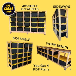ALL Plans in One -Mobile Garage Storage Rack Plans/ All sizes included, Trendy Garage Storage Bin, Tote Storage Shelves, Digital PDF Plans