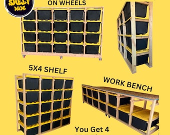 ALL Plans in One -Mobile Garage Storage Rack Plans/ All sizes included, Trendy Garage Storage Bin, Tote Storage Shelves, Digital PDF Plans