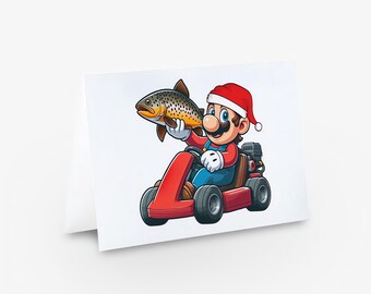 Mario Holding a Brown Trout - Christmas Card