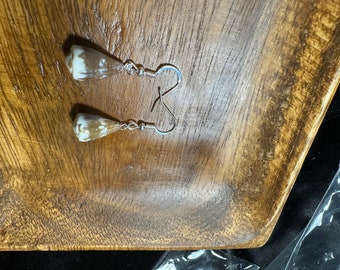 hawaiian cone shell earrings, sterling silver ear wire, Kahealani shell, puka shell, momi shell, niihau lei, hawaiian seashell, shell gems