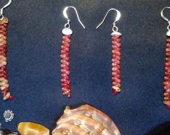 Pink!!! Akala Kahelelani shell earrings with .925 sterling silver earring hoops.