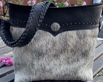 Bolso bandolera o bandolera de piel con pelo oculto