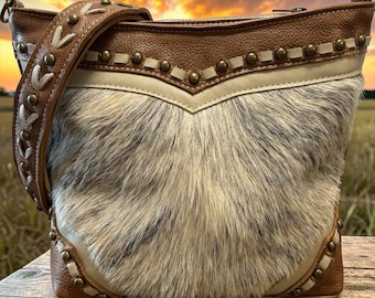 Bolso bandolera o bandolera de piel con pelo oculto