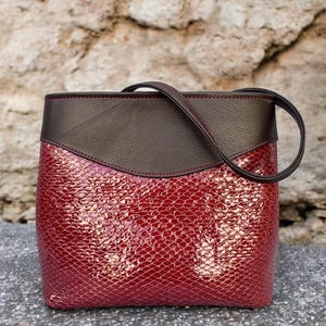 Snake print leather crossbody or shoulder bag