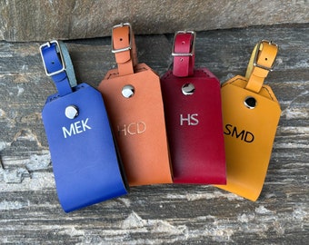 Personalized leather luggage tag