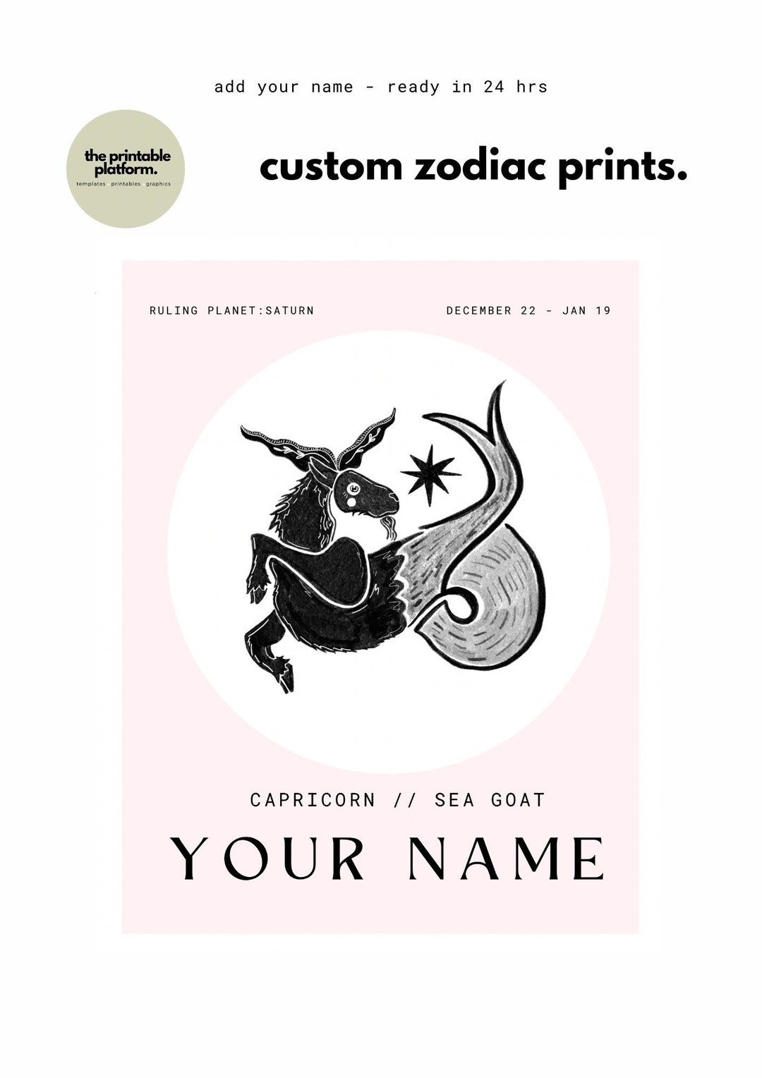 Zodiac Custom Digital Printable Custom Zodiac Wall Art Poster Star Sign Print ...