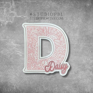 Custom Pink Monogram Sticker, Water-Resistant Vinyl Coquette Sticker, Personalized Bridesmaid Gifts, Party Favors