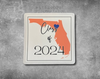 University of Florida Class of 2024 sticker- UF stickers with weather protectant overlay- Graduation at the Swamp- Grad gift for Gators!