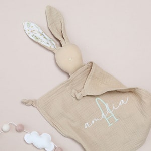Personalised bunny, newborn baby gift, embroidered comforter, Personalised new baby gift, baby Easter gift , Baby shower gift, New baby gift zdjęcie 7