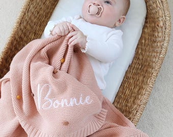 Personalised baby blanket, Newborn gift, Baby shower, Christening keepsake, Nursery blanket, Embroidered blanket, Newborn baby present.