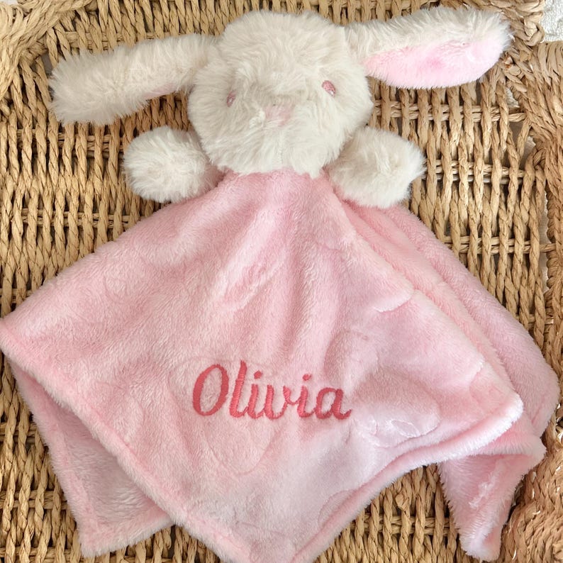 Embroidered baby comforter, Soft baby blanket, Newborn baby Gift, Security Blanket, Personalised Baby gift, Special Keepsake, baby shower. image 13