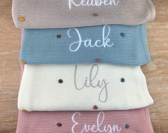 Coperta per bambini in maglia ricamata personalizzata, regalo per il nuovo bambino, coperta per bambini con nome personalizzato, regalo per la doccia per bambini ricamato, ba personalizzato