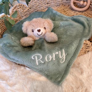 Embroidered baby comforter, Soft baby blanket, Newborn baby Gift, Security Blanket, Personalised Baby gift, Special Keepsake, baby shower. image 3