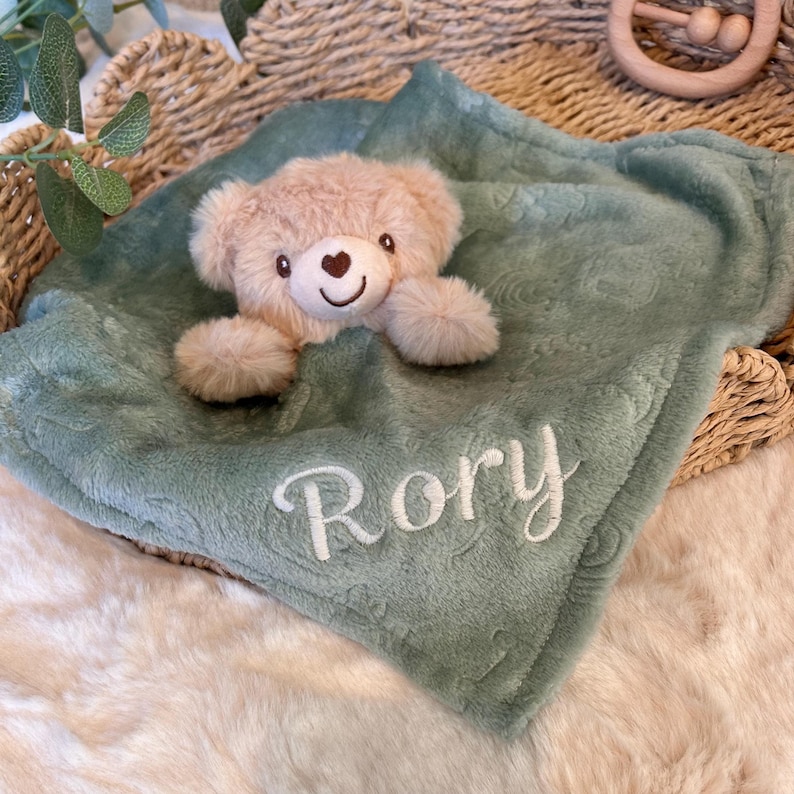 Embroidered baby comforter, Soft baby blanket, Newborn baby Gift, Security Blanket, Personalised Baby gift, Special Keepsake, baby shower. image 3
