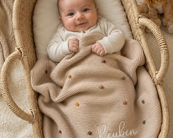 Personalised baby blanket, personalised embroidered knit baby blanket, custom name baby blanket, embroidered baby shower gift, new baby gift
