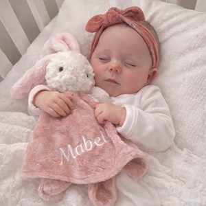 Embroidered baby comforter, Soft baby blanket, Newborn baby Gift, Security Blanket, Personalised Baby gift, Special Keepsake, baby shower.