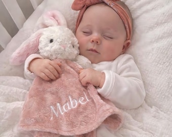 Embroidered baby comforter, Soft baby blanket, Newborn baby Gift, Security Blanket, Personalised Baby gift, Special Keepsake, baby shower.